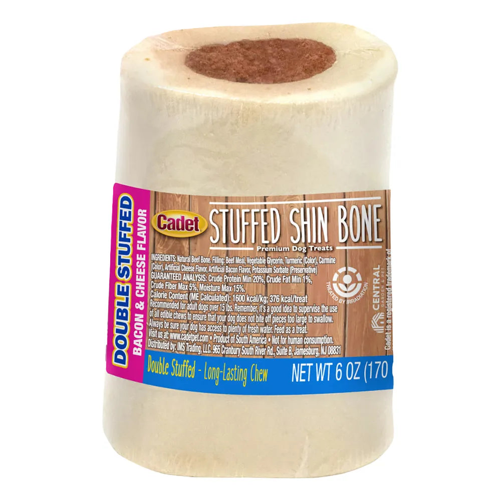 Double Stuffed Shin Bone Dog Chews with Bacon and Cheese
